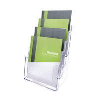 Deflecto DocuHolder Literature Holder - 4 Compartments - Magazine Size - Clear (77441)-Display a variety of literature at once, and save valuable counter space