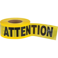 SCN Industrial Attention Barricade Tape, Bilingual, 3" W x 1000' L, 2 Mils, Black On Yellow - 12 Pack-Colour: Black on Yellow