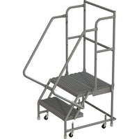 Tri-Arc Manufacturing Deep Top Step Rolling Ladder, Platform Height: 20", No. of Steps: 2, Step Width: 16" (KDSR102162-D2)-No. of Steps: 2
