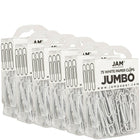 JAM Paper Coloured Jumbo Paper Clips, Large, White Paperclips, 6 Packs of 75, 450 Total (2184934g)-White