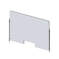Mark Maker Rod Sneeze Guard - 42" W x 31.5" H panel 1/4" Clear Acrylic and 24" high aluminum rod set - with 4" x12" pass through-Optimal social distancing between two groups of people