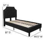 Flash Furniture - Lit plateforme Brighton à une place touffeté en tissu noir-15 lattes en bois