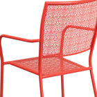 Flash Furniture Coral Indoor-Outdoor Steel Patio Arm Chair with Square Back-Coral Powder Coat Finish