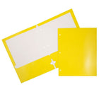 JAM Paper Glossy 2 Pocket 3 Hole Punched Folders, Yellow, 50 Pack-Yellow Glossy Cardstock Folders