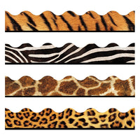 Trend Enterprises 39" x 2.25" Scalloped Animal Prints Terrific Trimmer Multicolour, 2 Pack (T-92917)-Colourful terrific trimmers for prekindergarten - 12th grade classrooms