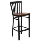Flash Furniture HERCULES Series Black School House Back Metal Restaurant Barstool - Cherry Wood Seat-500 lb. Weight Capacity