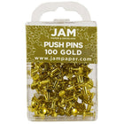 JAM Paper Push Pins, Shiny Gold Pushpins, 3 Packs of 100, 300 Total (222419051g)-Material: Metal