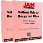 JAM Paper Vellum Bristol Cardstock, 8.5 x 11, 67lb Pink, 2 packs of 50 (169831g)-Pink