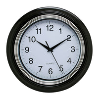 kieragrace Aster Round Wall Clock, 10", Black, 6 Pack-Clock has glass lens