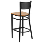Flash Furniture HERCULES Series Black Grid Back Metal Restaurant Barstool - Natural Wood Seat - 2 Pack-.625" Thick Plywood Seat