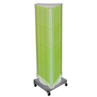 Azar Displays 3-Sided Pegboard Tower Floor Display, Revolving Wheeled Base, Green (700452-GRE)-Pegboard display fixture