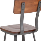 Flash Furniture Flint Series Rustic Walnut Restaurant Chair with Wood Seat & Back & Grey Powder Coat Frame-Round Foot Ring