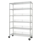 TRINITY 6-Tier Wire Shelving Rack with Wheels, Chrome (TBFC-0907)-Shelves adjustable in 1" increments