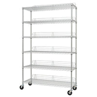 TRINITY 6-Tier Wire Shelving Rack with Wheels, Chrome (TBFC-0907)-Shelves adjustable in 1" increments