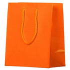 Jam Paper Glossy Gift Bags with Rope Handles - Medium - 8" x 4" x 10" - Orange - 100 Pack-Our giftbags feature a soft rope handle and an attached blank gift tag, allowing you to address your gifts or favors.