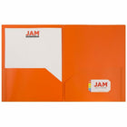 JAM Paper Plastic POP Two Pocket Folders, Orange, 12 Pack (382Eorg)-12 per pack
