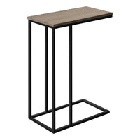 Monarch Specialties 3766 Accent Table - 25"H/Dark Taupe/Black Metal-Bring a modern vibe to your living room, office space, family room or den with this C-shaped end table