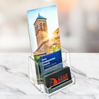 Azar Displays Counter Trifold Brochure Holder with Business Card Pocket, 100 Pack (252922-100PK)-Clear