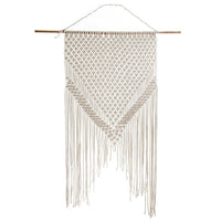 Truu Design Hand Crafted Macrame Wall Hanging 40.75 x 74, inches, Cream White-Dimensions: 40.75"L x 74"H x 0.75"W