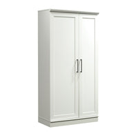 Sauder 422427 HomePlus Storage Cabinet - Soft White-Two adjustable shelves and one fixed shelf sit behind each door.
