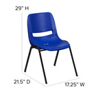 Flash Furniture HERCULES Series Navy Ergonomic Shell Stack Chair with Black Frame & 16" Seat Height-Double Support Rails