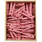 JAM Paper Wood Clothing Pin Clips, Medium, 1 1/8, Pink, 5 Packs of 50, 250 Total (230726778g)-250 per pack