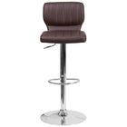 Flash Furniture Contemporary Brown Vinyl Adjustable Height Barstool with Vertical Stitch Back & Chrome Base - 2 Pack-Set of 2 Contemporary Style Stools