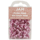 JAM Paper Push Pins, Baby Pink Pushpins, 3 Packs of 100, 300 Total (222419048g)-Material: Metal