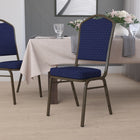 Flash Furniture HERCULES Series Crown Back Stacking Banquet Chair in Navy Blue Dot Patterned Fabric - Gold Vein Frame-Upholstered Seat and Back