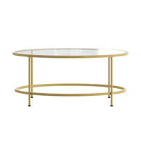 Flash Furniture Astoria Collection Glass Coffee Table with Matte Gold Frame-Contemporary Style