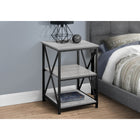 Monarch Specialties 3596 Accent Table - 26"H/Grey/Black Metal-Slender yet sturdy black metal base has an X-shaped design on the sides for a decorative touch