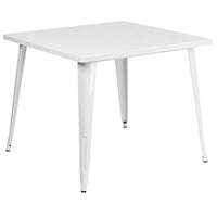 Flash Furniture 35.5" Square White Metal Indoor-Outdoor Table-Metal Cafe Table
