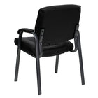 Flash Furniture Black Leather Executive Side Reception Chair with Titanium Frame Finish-Tufted Upholstered Seat and Back
