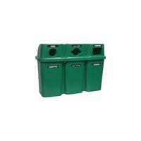 Techstar Plastics Bulls eye Recycling Container Triple, 75 Gallons, Green (575-GREEN)-Capacity - 3 x 114L/90 US Gal.