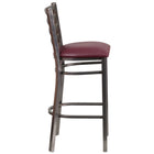 Flash Furniture HERCULES Series Clear Coated Ladder Back Metal Restaurant Barstool - Burgundy Vinyl Seat - 2 Pack-Burgundy Vinyl Upholstered Seat