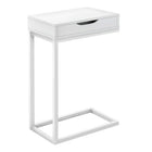 Monarch Specialties 3601 Accent Table - White/White Metal With A Drawer-Sturdy rectangular C table featuring a durable table top finished in white