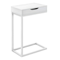 Monarch Specialties 3601 Accent Table - White/White Metal With A Drawer-Sturdy rectangular C table featuring a durable table top finished in white