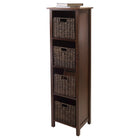 Winsome Granville 5-Piece Storage Shelf, 4-Section with 4 Foldable Baskets, Antique Walnut-Includes 4 small foldable baskets made from corn husk in chocolate colour