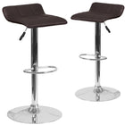 Flash Furniture Contemporary Vinyl Adjustable Height Barstools with Quilted Wave Seat & Chrome Base - Brown - 2 Pack-Low Back Design