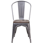 Flash Furniture Chaise empilable en métal enduit lustré avec siège en bois-Chaise empilable de style bistro
