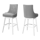 Monarch Specialties 1243 Barstool - Grey Leather-Look/Swivel - 2 Pack-Set of 2 bar-height barstools that swivel 360 degrees