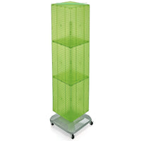 Azar Displays 60" x 14" x 14" 4-Sided Interlocking Pegboard Floor Display, Green (701465-GRE)-Revolves on square, wheeled base