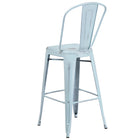 Flash Furniture Commercial Grade 30" High Distressed Green-Blue Metal Indoor-Outdoor Barstool with Back-Distressed Dream Blue Powder Coated Frame Finish