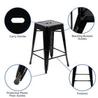 Flash Furniture 24" Bar Stool - Stackable - Black - 4 Pack (4ET3132024BKR)-Suitable for kitchen islands and restaurants