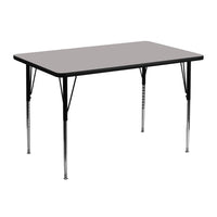 Flash Furniture 30"W x 48"L Rectangular Grey HP Laminate Activity Table - Standard Height Adjustable Legs-Popular Rectangular Activity Table