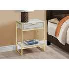 Monarch Specialties - 3483 Table D'Appoint - 24 po H/Marbre Beige/Metal Or-Étagère inférieure ouvert pour stocker ou afficher des objets supplémentaires