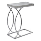Monarch Specialties 3185 Accent Table - Grey Cement With Chrome Metal-Spacious thick rectangular top in a modern grey cement-look finish