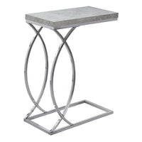 Monarch Specialties 3185 Accent Table - Grey Cement With Chrome Metal-Spacious thick rectangular top in a modern grey cement-look finish