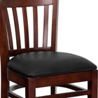 Flash Furniture HERCULES Series Vertical Slat Back Mahogany Wood Restaurant Barstool - Black Vinyl Seat-2.5" Thick Foam Padded Seat
