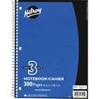 Hilroy 3-Subject Notebook, Ruled, 3-Hole Punched, Assorted Colours, 10-1/2" x 8", 300 Pages-Accommodates 3 subjects, or use to subdivide a specific topic